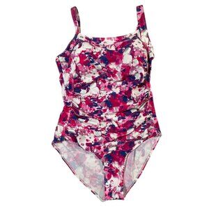 Upopby Women's Pink Floral Tummy Control One Piece Swimsuit SIZE-14